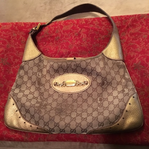 Gucci Vintage Rare Metallic Gold Leather Large Hobo Bag - Picture 1 of 7